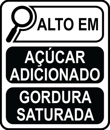 Selo de advertência: alto em açúcar adicionado e gordura saturada